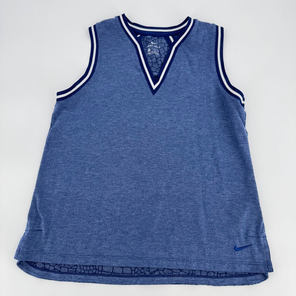 Nike Dri-FIT Blue Tank Top V-Neck Sleeveless Athletic Croc Pattern Womens